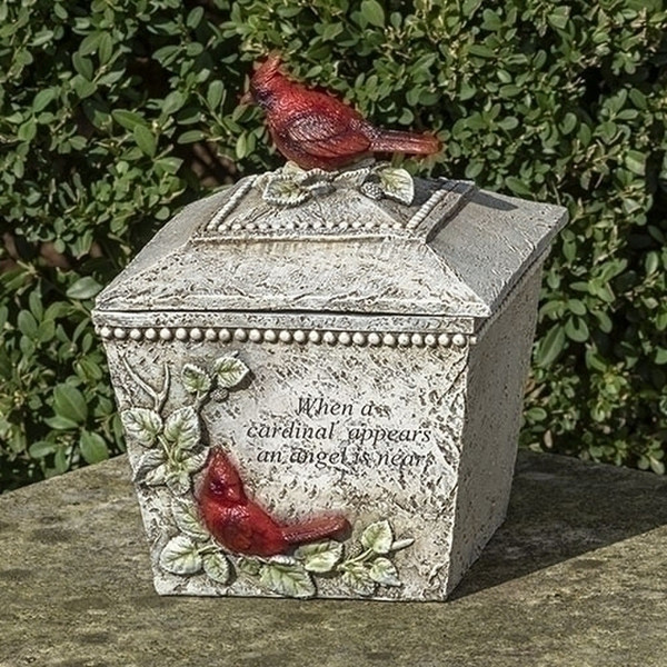 Cardinal Memorial Box with Verse When a appears a angel is near statue